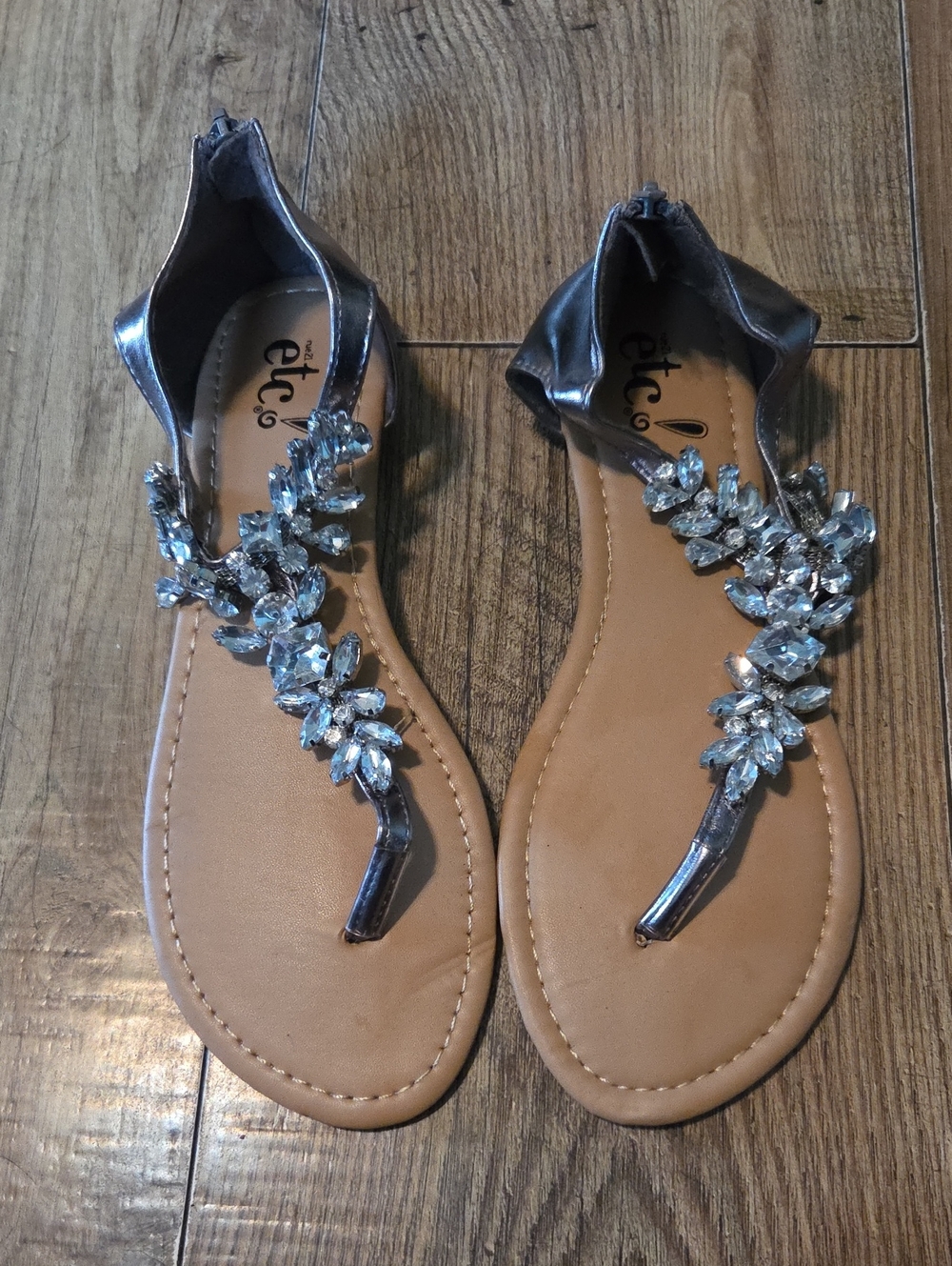 Rue21 | Silver Crystal T-Strap Flat Sandals